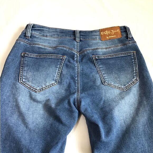 Desigual Straight Leg Distressed Jeans Denim Blue Size 28 - Picture 10 of 15